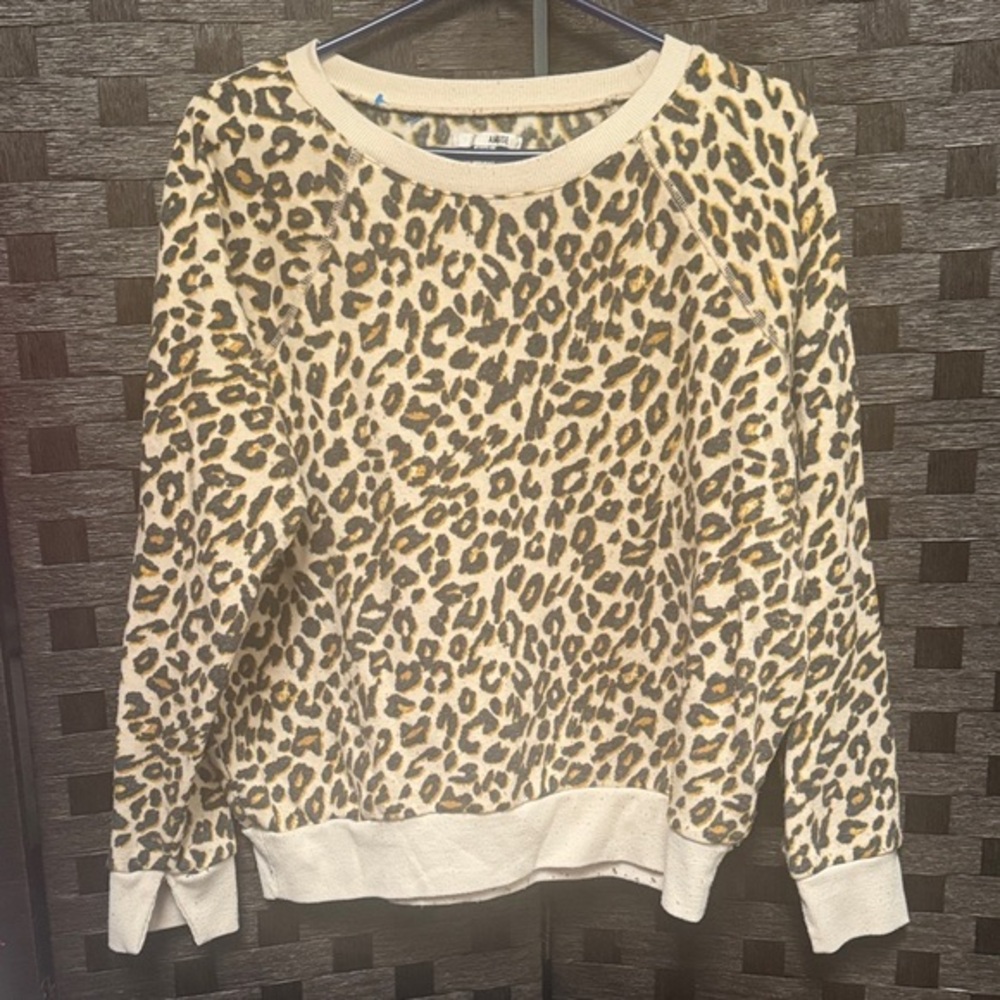 Amuse Society Leopard Print Crew Neck Sweater